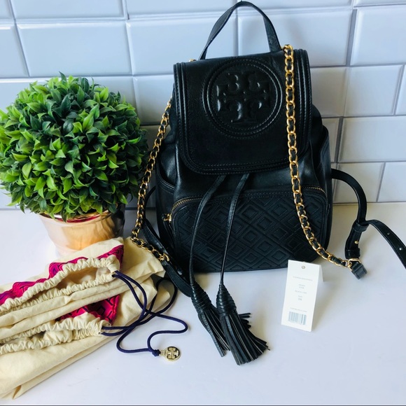tory burch fleming lambskin leather backpack
